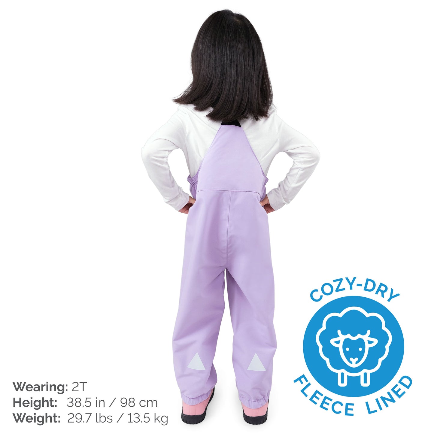 Kids Fleece Lined Rain Overalls | Lavender