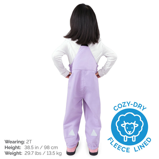 Kids Fleece Lined Rain Overalls | Lavender