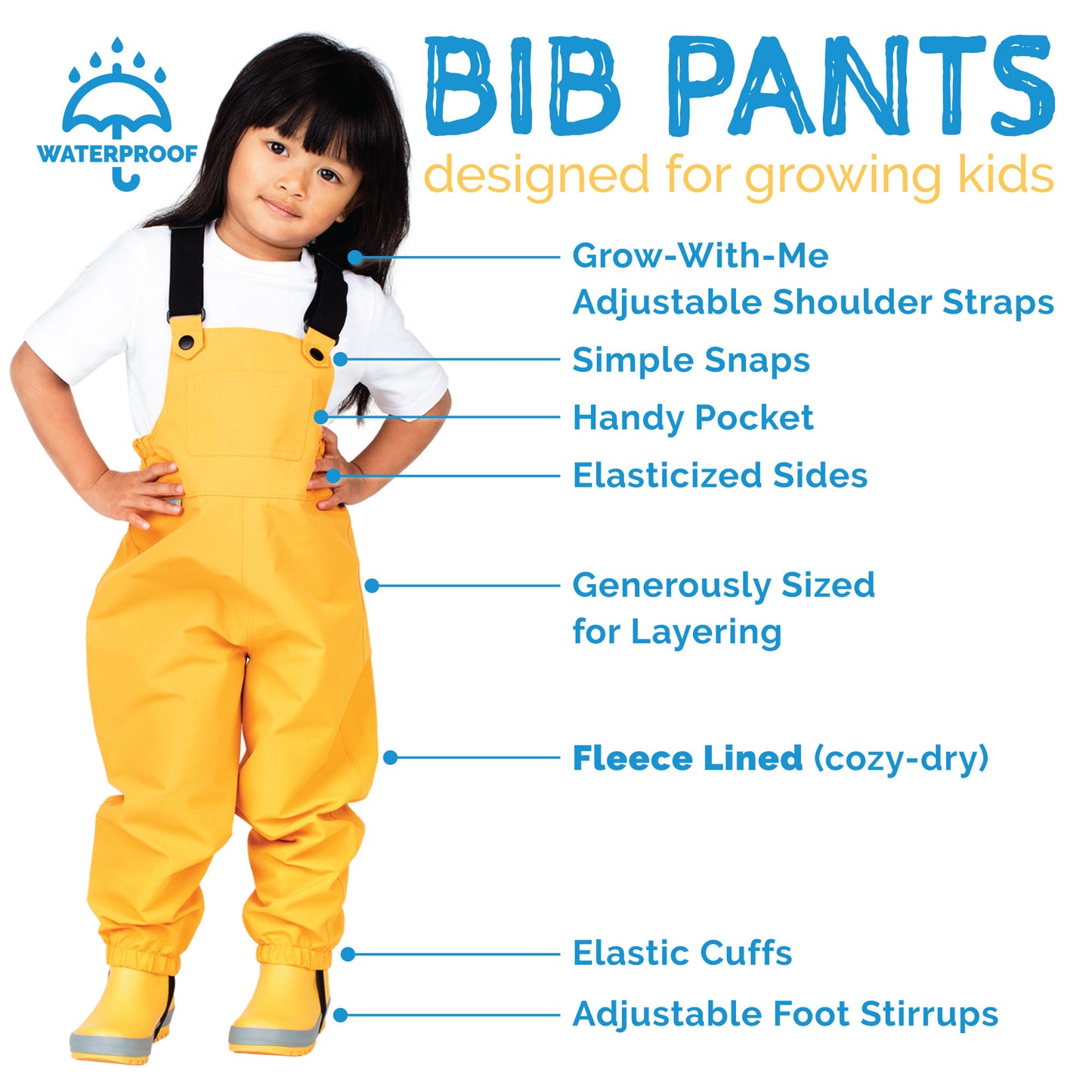Kids Fleece Lined Rain Overalls | Lavender