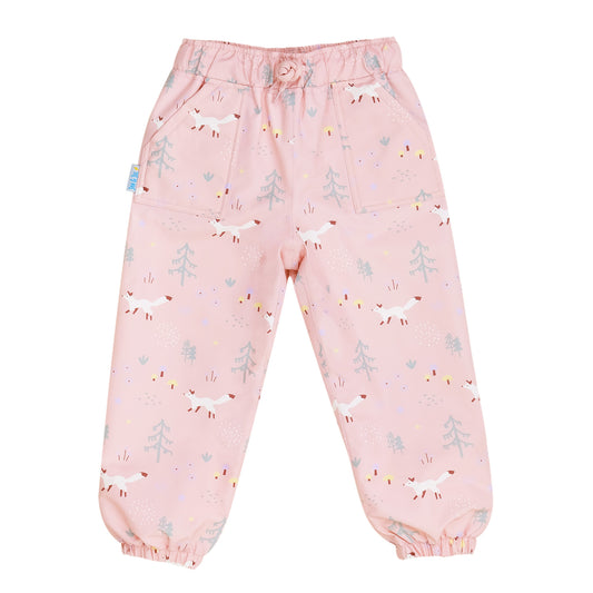 Kids Single Layer Rain Pants | Pink Forest