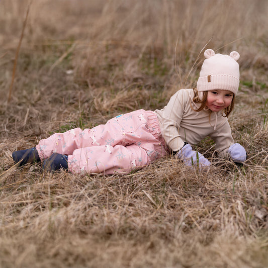 Kids Single Layer Rain Pants | Pink Forest