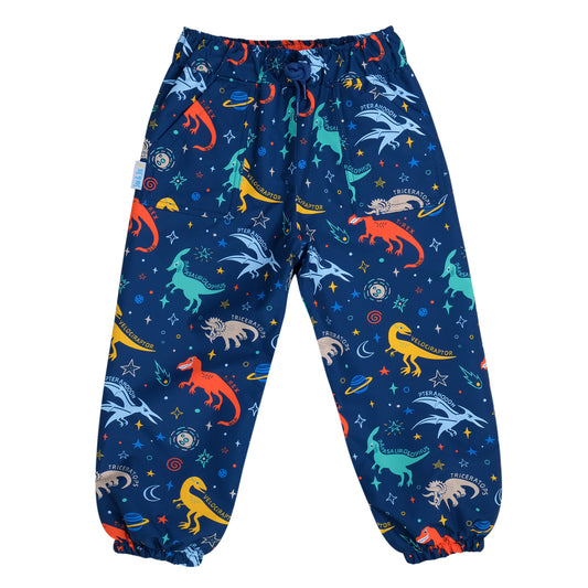 Kids Single Layer Rain Pants | Space Dinos