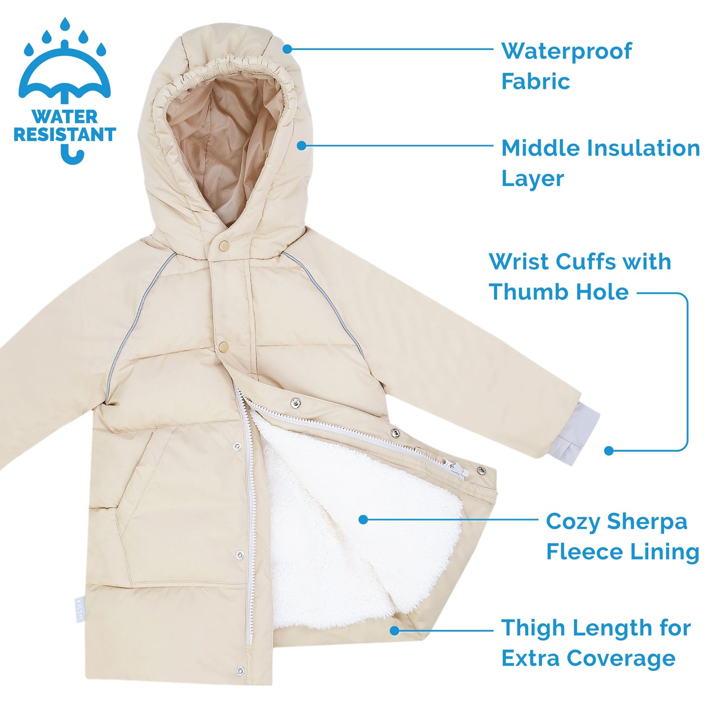 Kids Waterproof Winter Coat | Oat