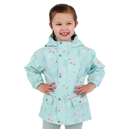 Kids Fleece Lined Rain Jackets | Minty Forest