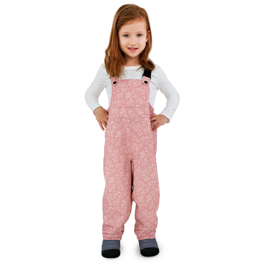 Kids Fleece Lined Rain Overalls | Prairie Flowers