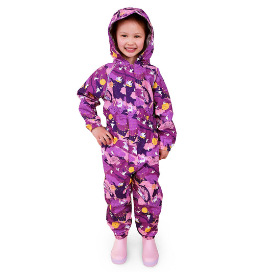 Kids Fleece Lined Rain Suits | Purple Dream