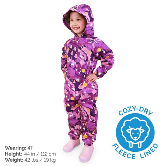Kids Fleece Lined Rain Suits | Purple Dream