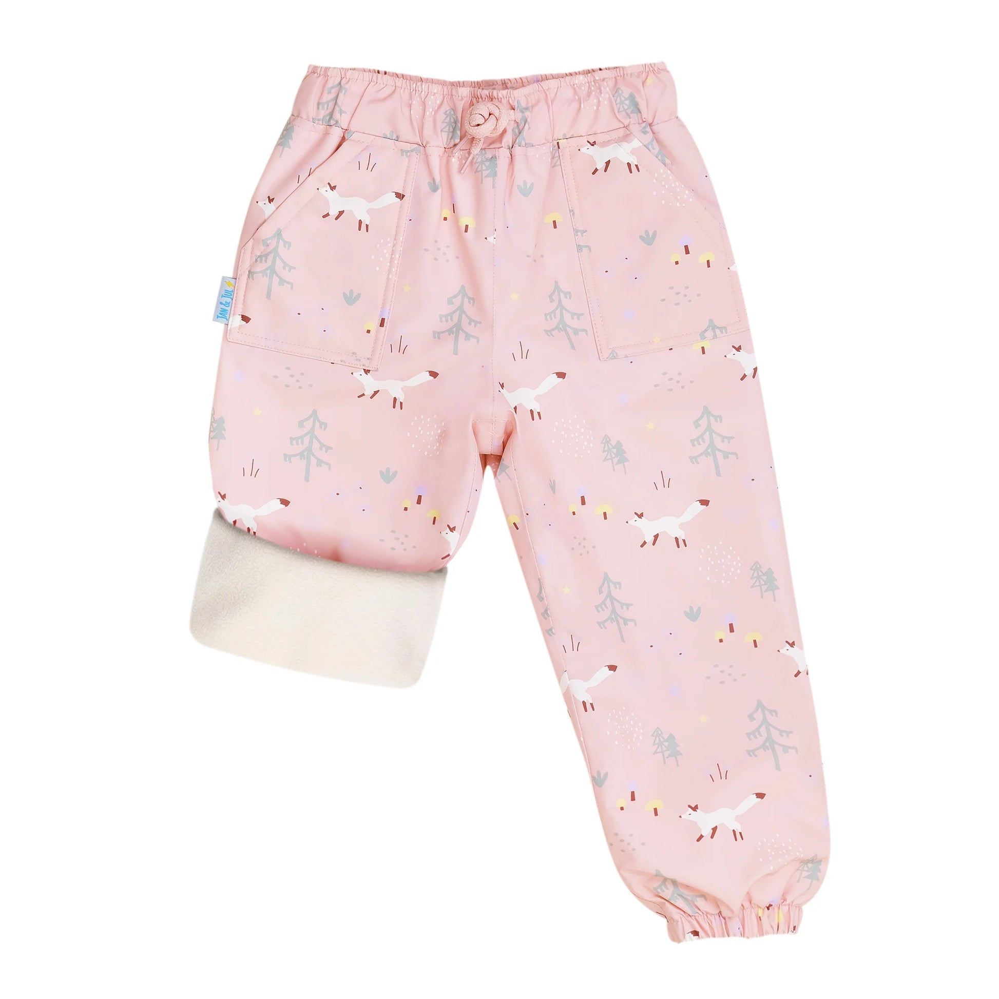 Kids Fleece Lined Rain Pants | Pink Forest - Hello Kids Baby Store