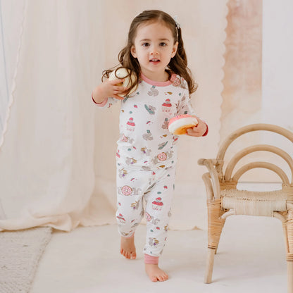 Bamboo Jersey Long Sleeve Two-Piece PJ Set Snug Fit