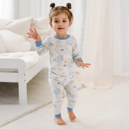Bamboo Jersey Long Sleeve Two-Piece PJ Set Snug Fit