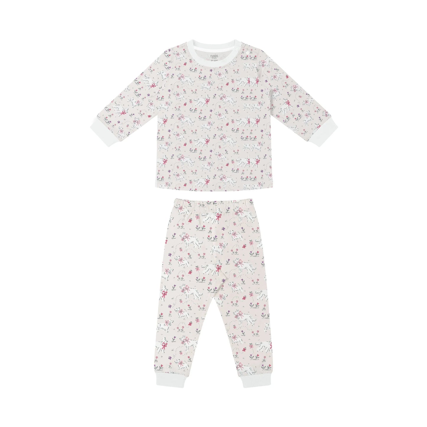 Bamboo Jersey Long Sleeve Two-Piece PJ Set Snug Fit
