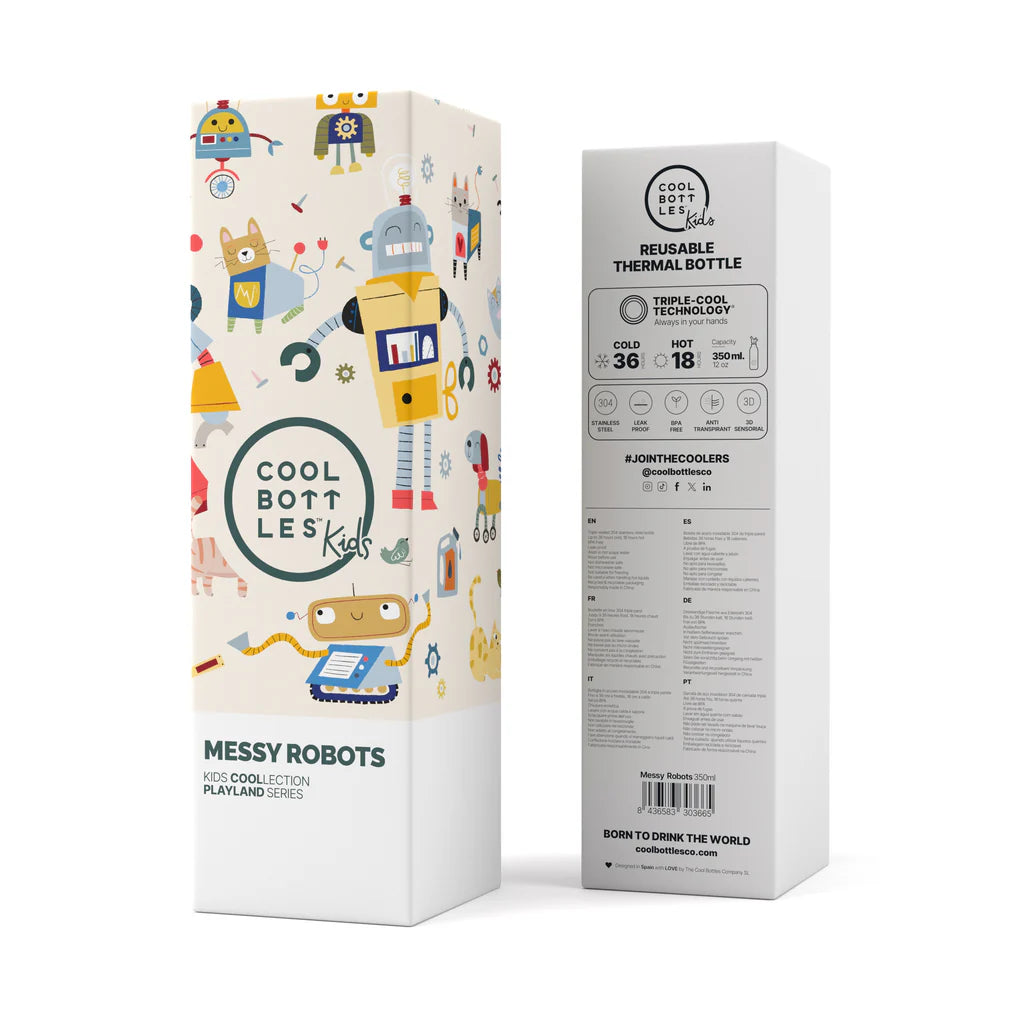 Cool Bottles - Kids 350ml -Playland Series - Messy Robots