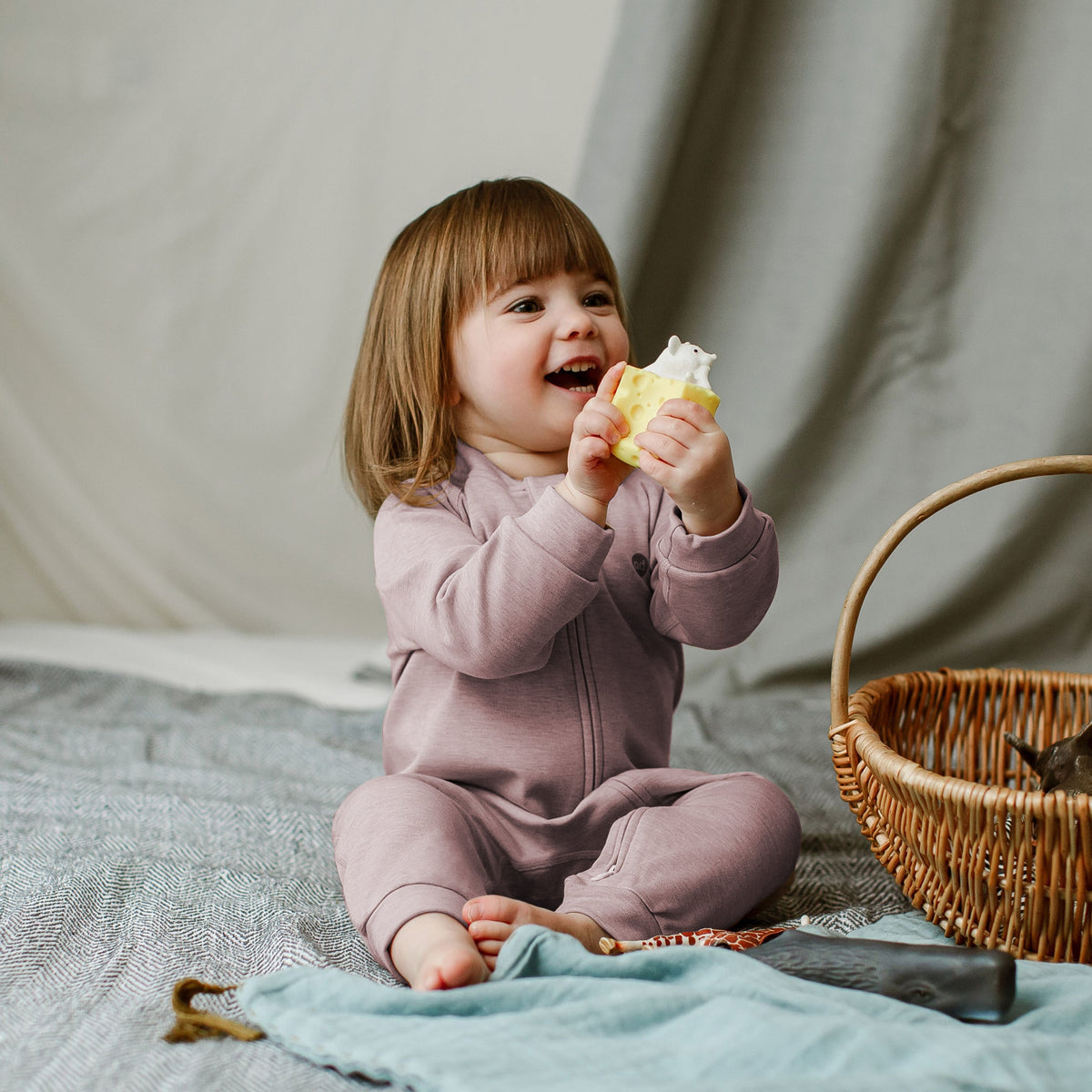 Bamboo Cotton Basics Long Sleeve Winter Romper – Elderberry