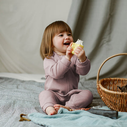 Bamboo Cotton Basics Long Sleeve Winter Romper – Elderberry