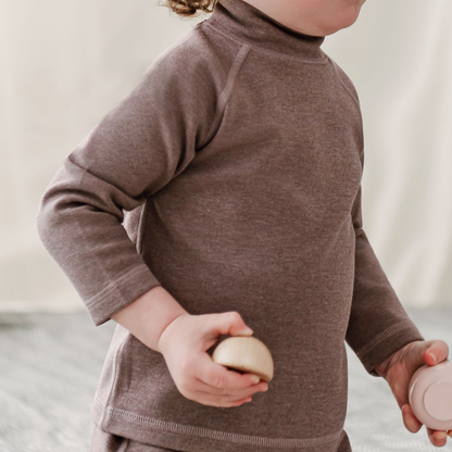 Bamboo Cotton Basics Mock Neck Long Sleeve Shirt – Elderberry