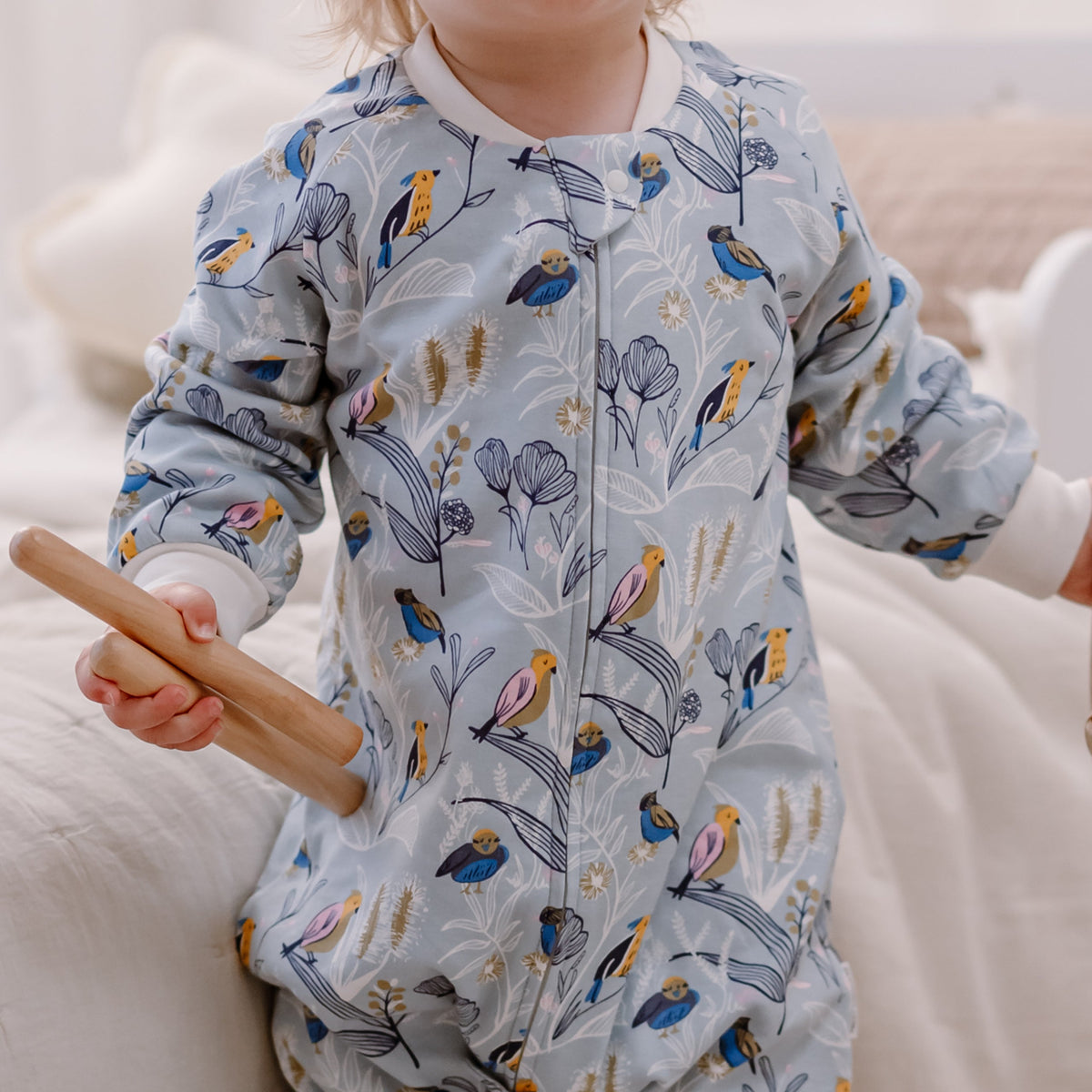 Bamboo Muslin Raglan Long Sleeve Footed Sleep Bag | 2.5 TOG – Alouette