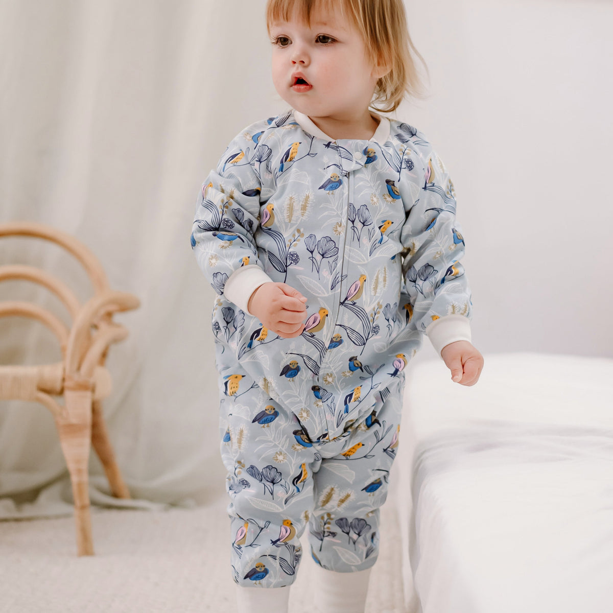 Bamboo Muslin Raglan Long Sleeve Footed Sleep Bag | 2.5 TOG – Alouette