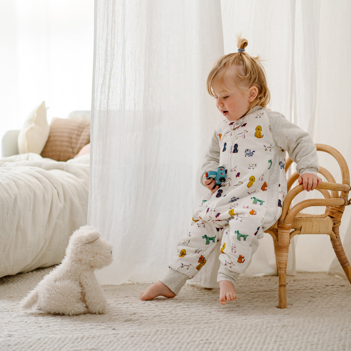 Bamboo Muslin Raglan Long Sleeve Footed Sleep Bag | 2.5 TOG – Bingo