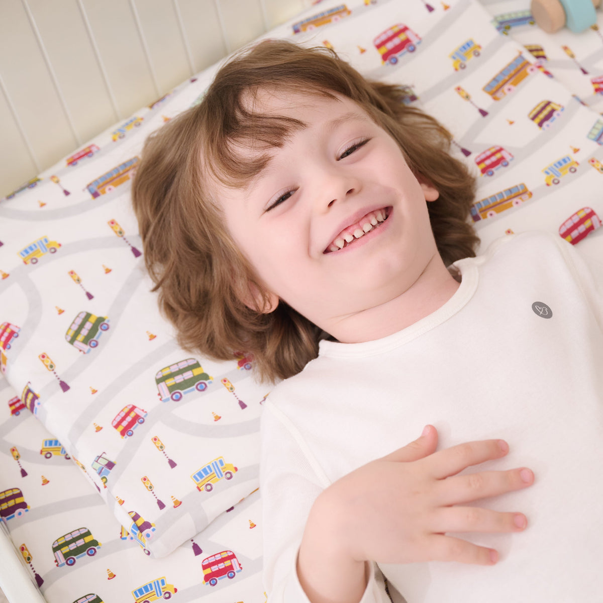 Bamboo Cotton Jersey Nook Toddler Pillow with Pillowcase – Wheels On The Bus
