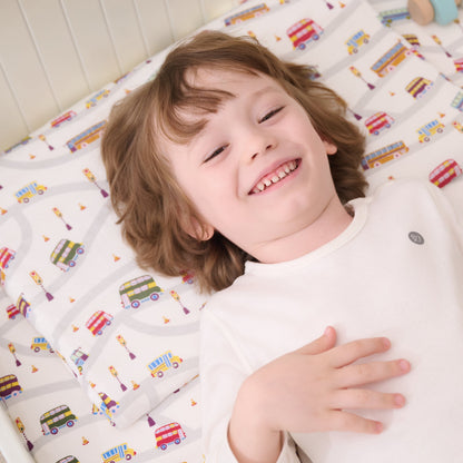Bamboo Cotton Jersey Nook Toddler Pillow with Pillowcase – Wheels On The Bus