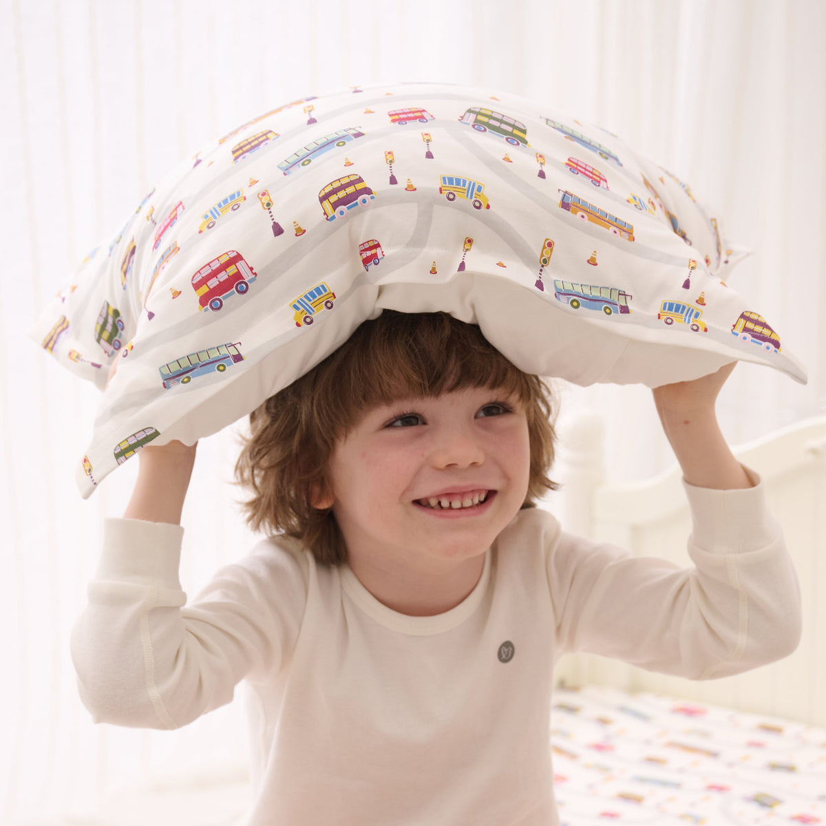 Bamboo Cotton Jersey Toddler Pillowcase – Wheels On The Bus
