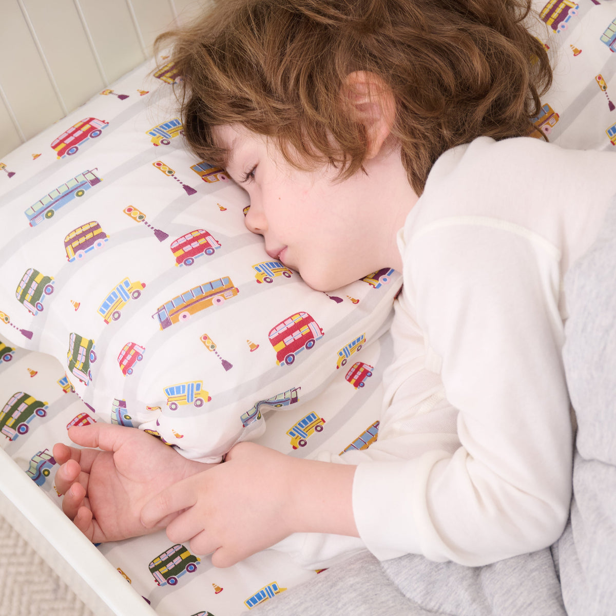 Bamboo Cotton Jersey Toddler Pillowcase – Wheels On The Bus