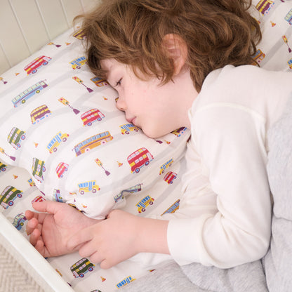 Bamboo Cotton Jersey Toddler Pillowcase – Wheels On The Bus