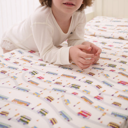 Bamboo Cotton Jersey Nook Twin Fitted Sheet – Wheels On The Bus