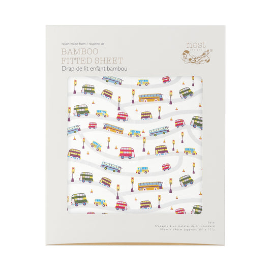 Bamboo Cotton Jersey Nook Twin Fitted Sheet – Wheels On The Bus