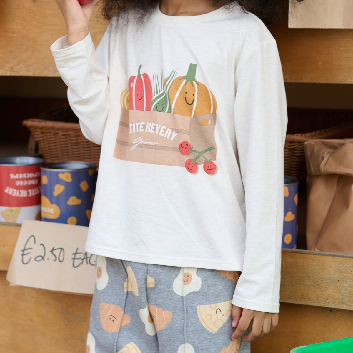 Bamboo Jersey Munchies Long Sleeve Tee - Sea Salt