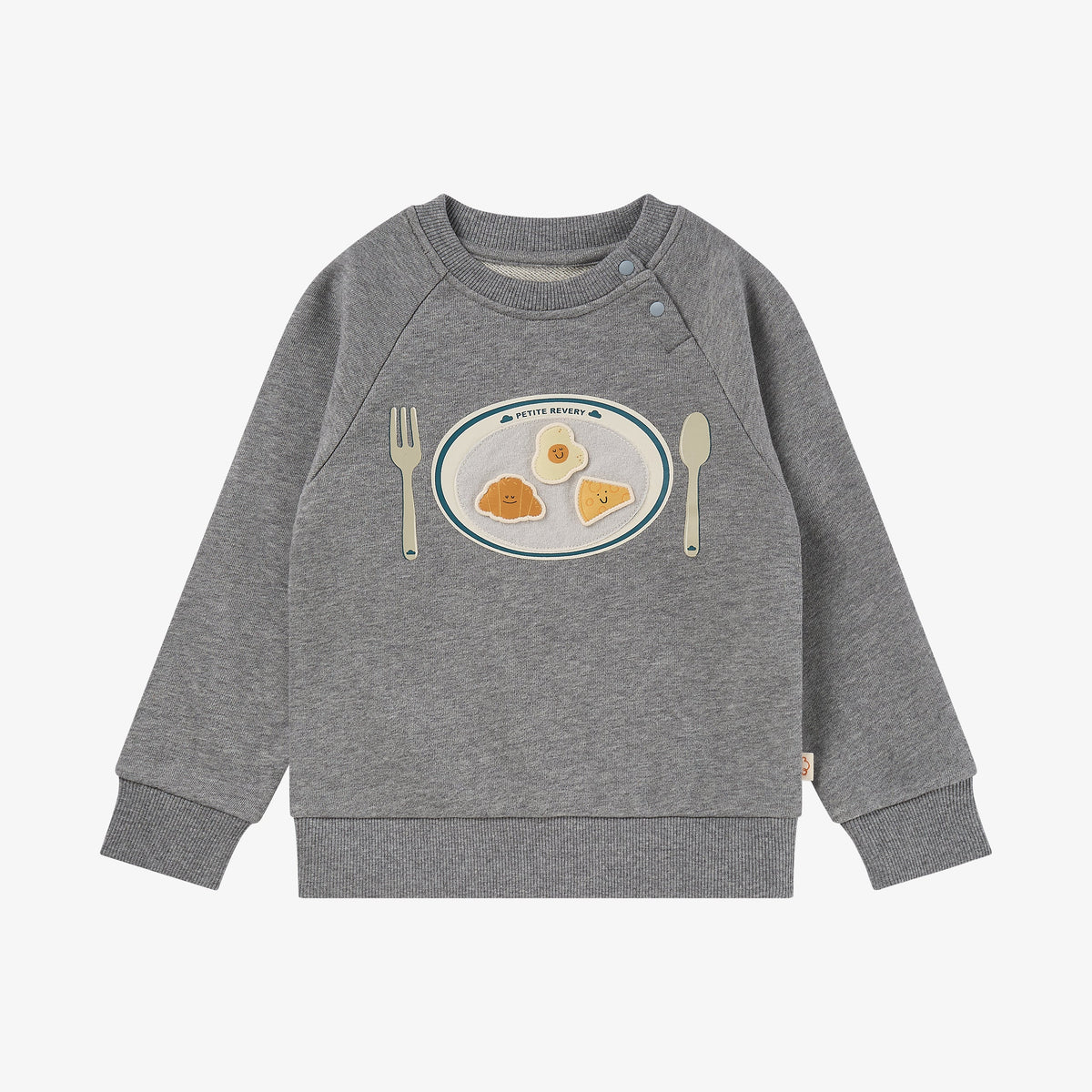 French Terry Smiley Plate Velcro Sweatshirt - Pebble Grey