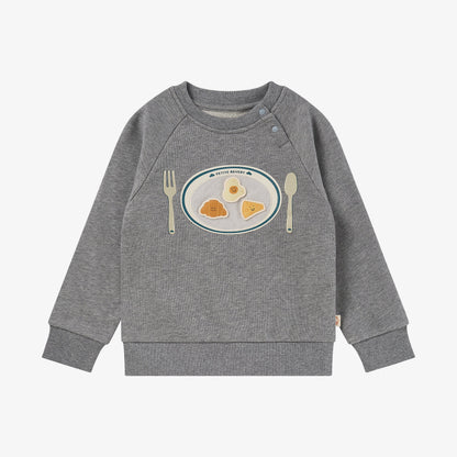 French Terry Smiley Plate Velcro Sweatshirt - Pebble Grey