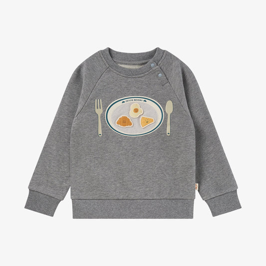 French Terry Smiley Plate Velcro Sweatshirt - Pebble Grey