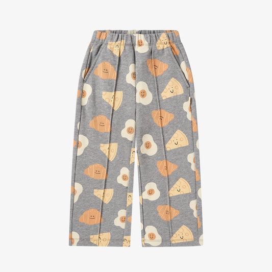French Terry Smiley Brunch Wide Leg Pants - Smiley Side Up