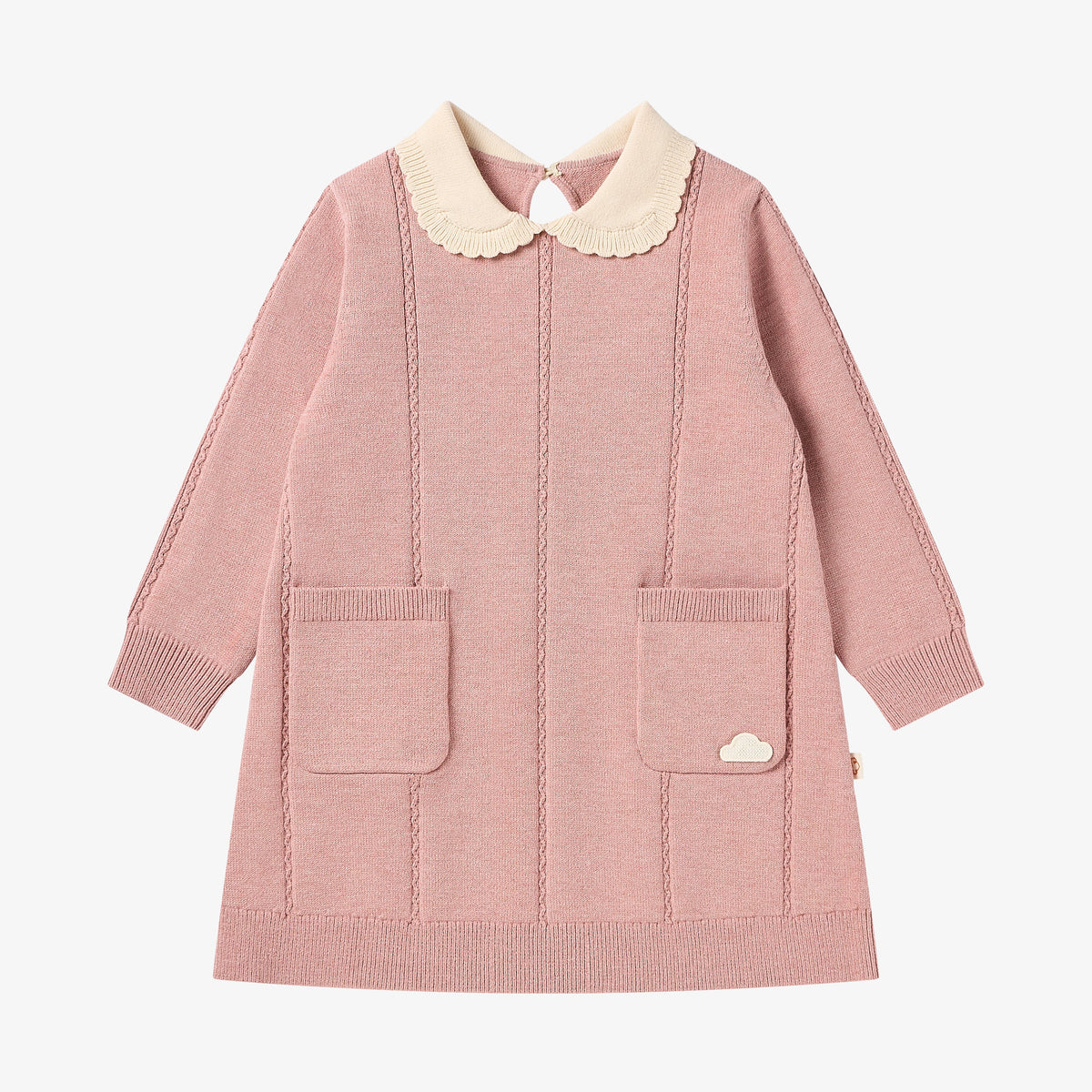 Rose Cable Knit Dress - Old Rose