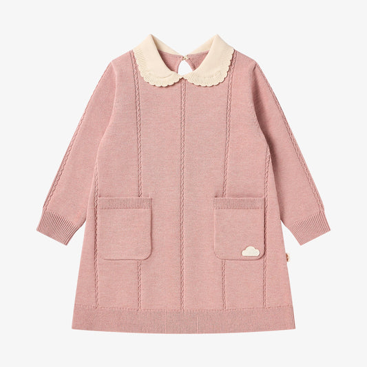 Rose Cable Knit Dress - Old Rose