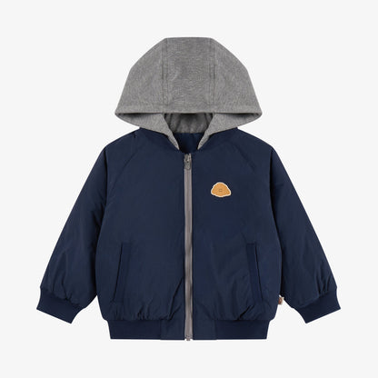 Recycled Nylon Taslon Cozy Crumbs Baseball Jacket - Blueberry