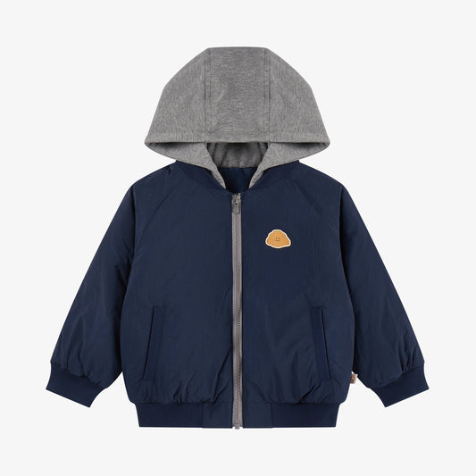 Recycled Nylon Taslon Cozy Crumbs Baseball Jacket - Blueberry