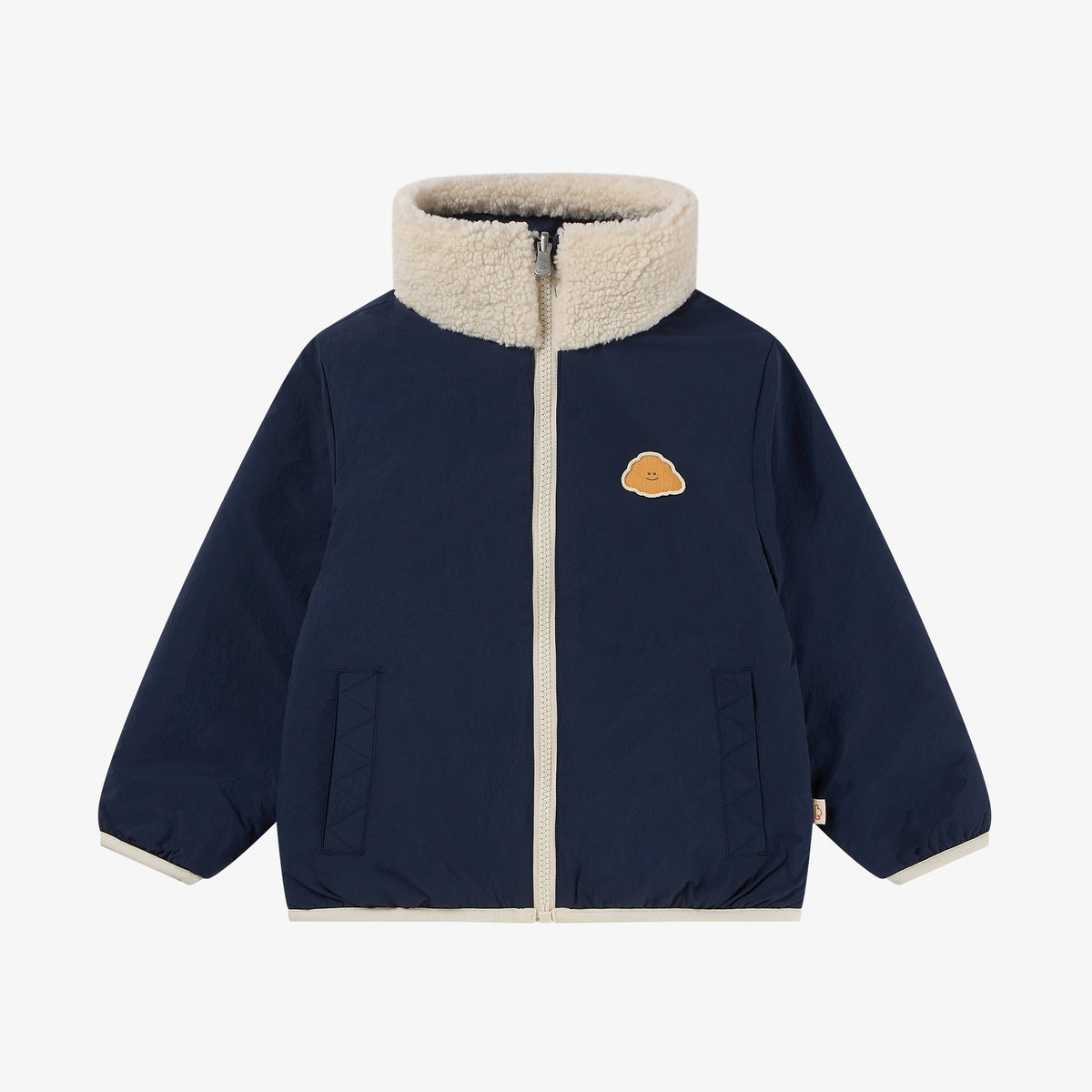 Recycled Nylon Taslon Cozy Crumbs Reversible Fleece Jacket - Blueberry