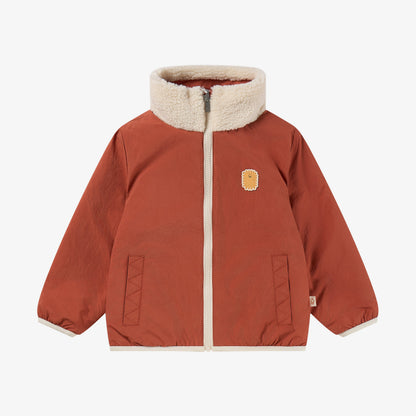 Recycled Nylon Taslon Cozy Crumbs Reversible Fleece Jacket - Redwood Burl