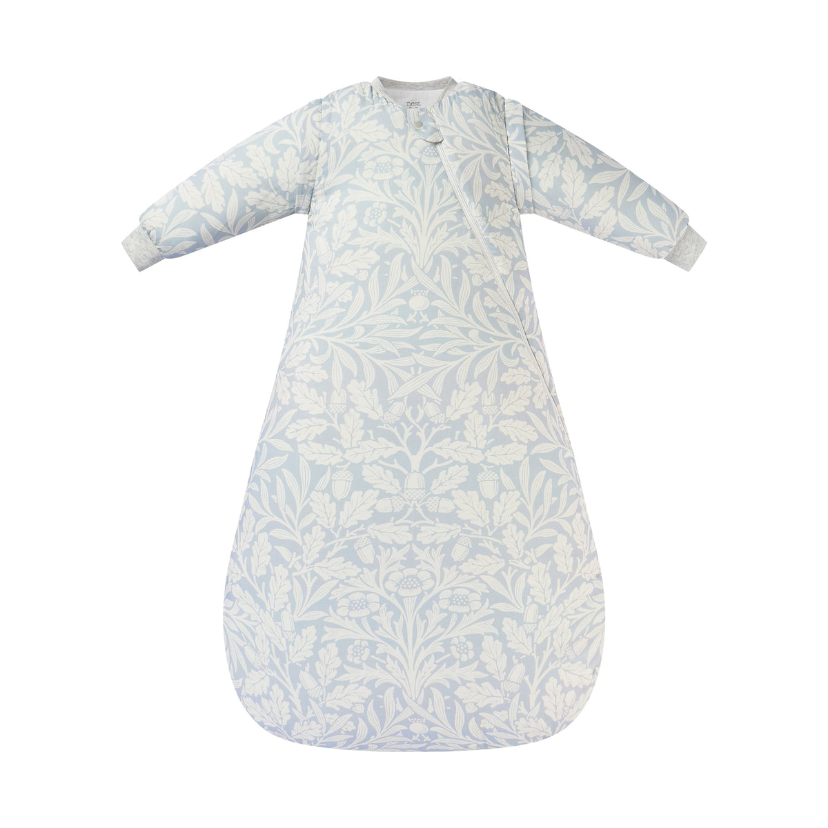 Bamboo Cotton Removable Long Sleeve Sleep Bag 2.5 TOG in Acorn Slate Blue, flat lay