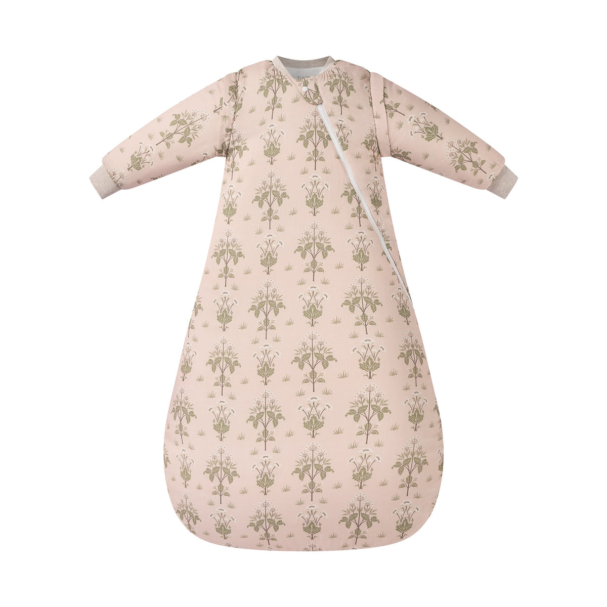 Bamboo Cotton Removable Long Sleeve Sleep Bag 2.5 TOG in Meadow Sweet, flat lay