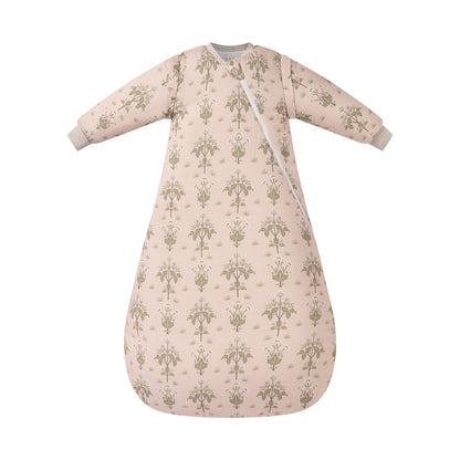 Bamboo Cotton Removable Long Sleeve Sleep Bag 2.5 TOG in Meadow Sweet, flat lay