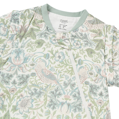 Strawberry Thief Slate Blue fabric print and neckline label detail