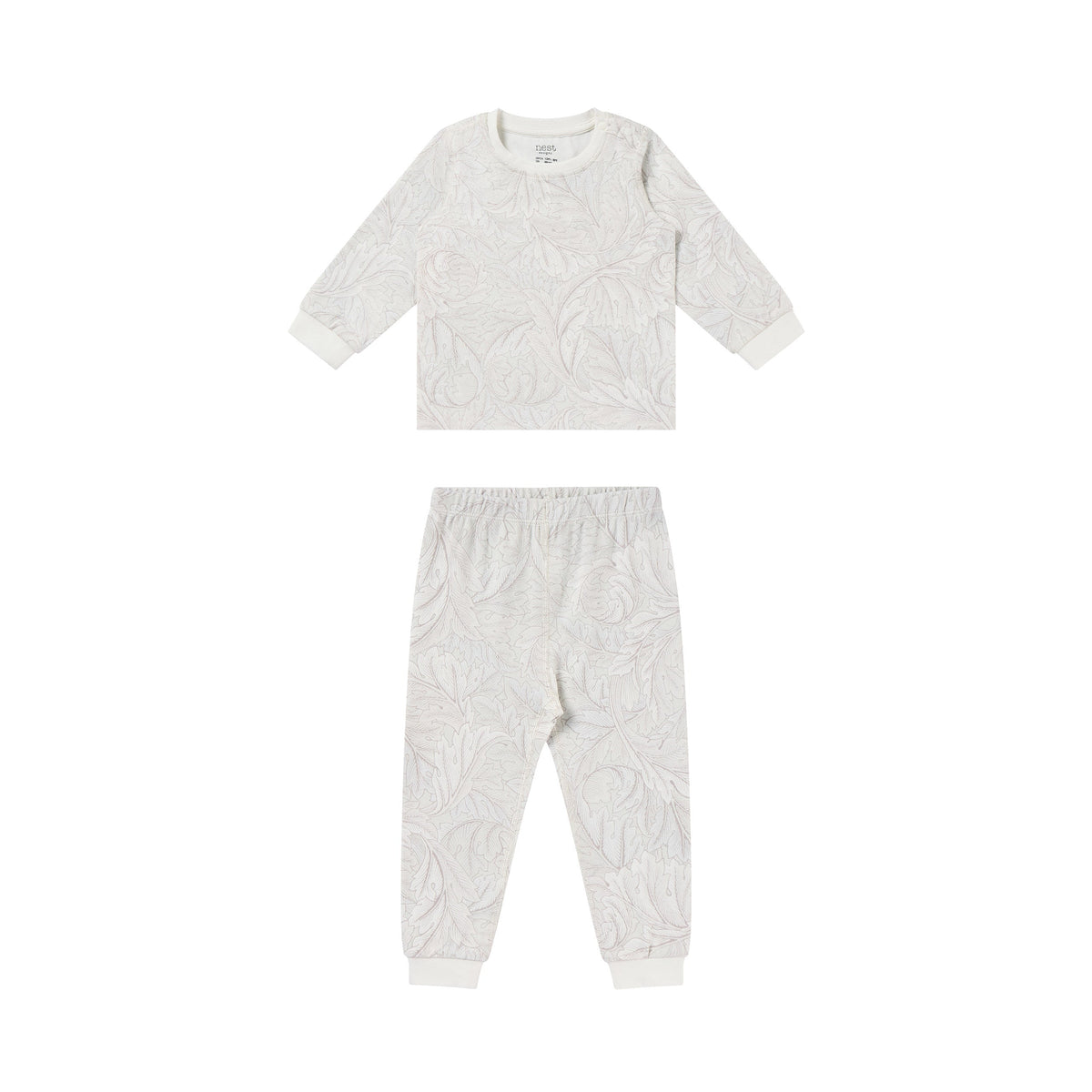 Organic Cotton Long Sleeve Two-Piece PJ Set in Acanthus Fired Biscuit