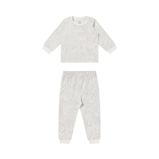 Organic Cotton Long Sleeve Two-Piece PJ Set in Acanthus Fired Biscuit
