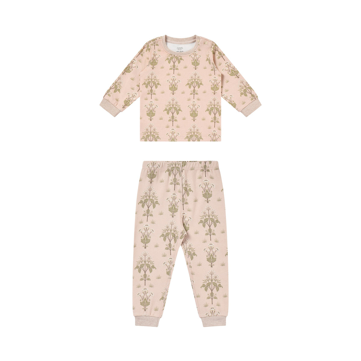 Organic Cotton Long Sleeve Two-Piece PJ Set in Meadow Sweet