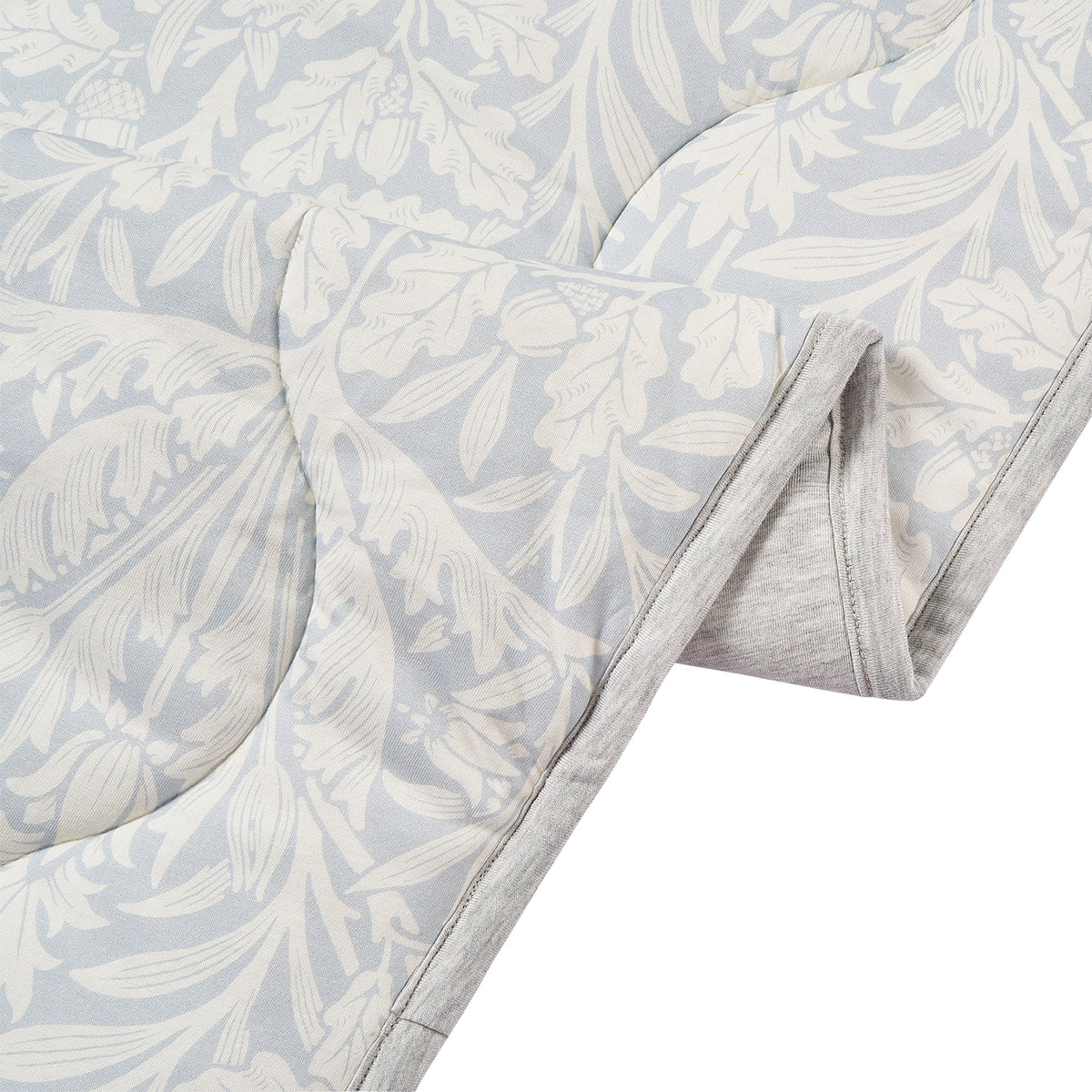 Acorn Slate Blue blanket quilted fabric edge detail