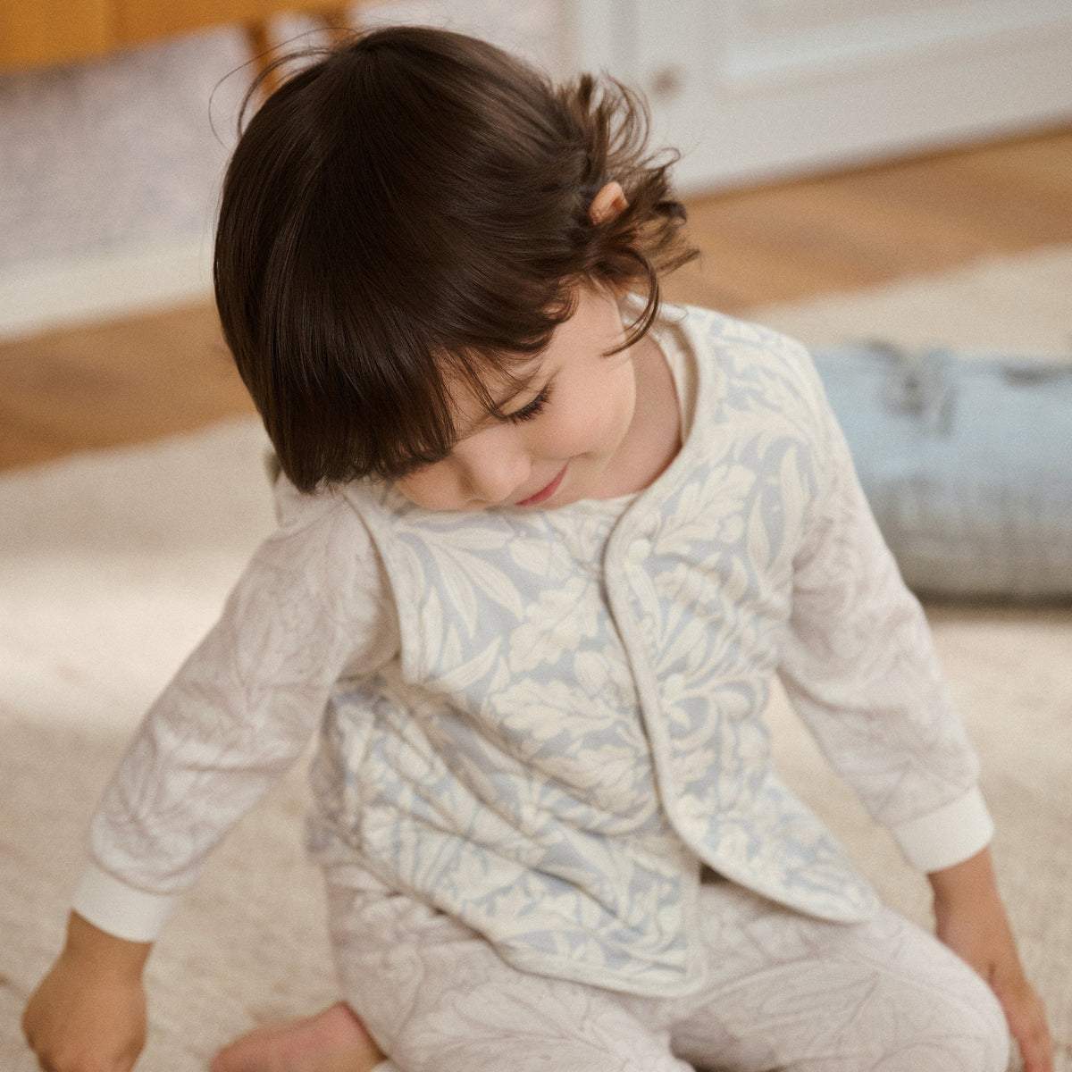 Organic Cotton Quilted Vest – Acorn Slate Blue
