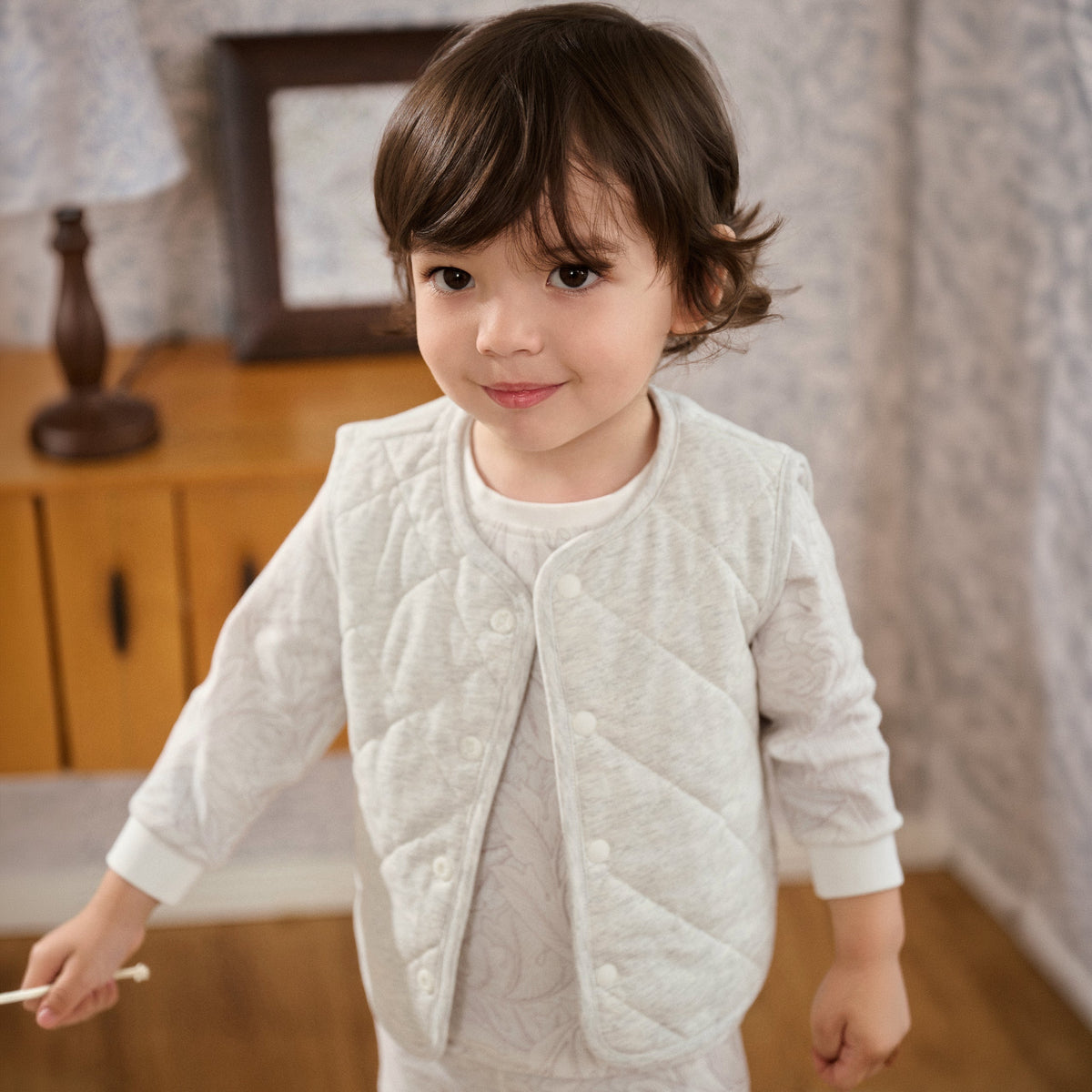 Organic Cotton Quilted Vest – Acorn Slate Blue